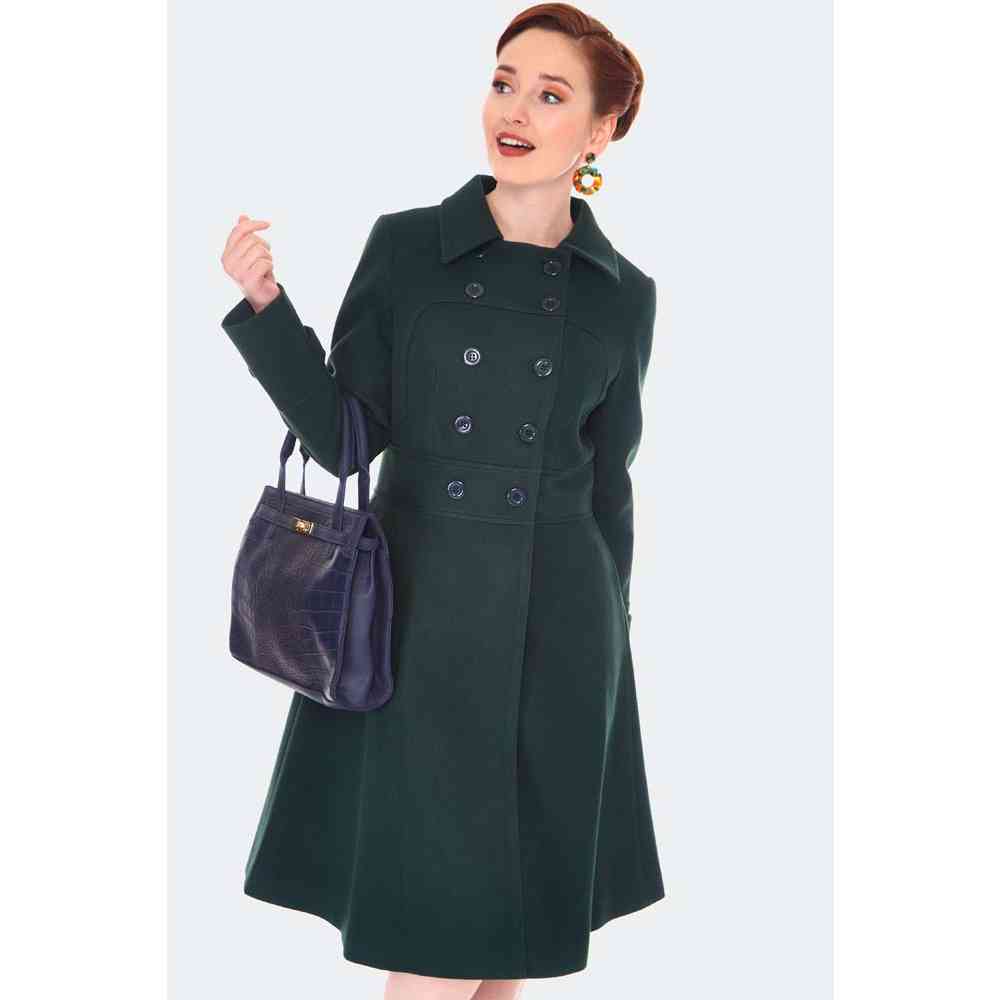 Voodoo Vixen - Double Breasted Green Pea Coat - Green